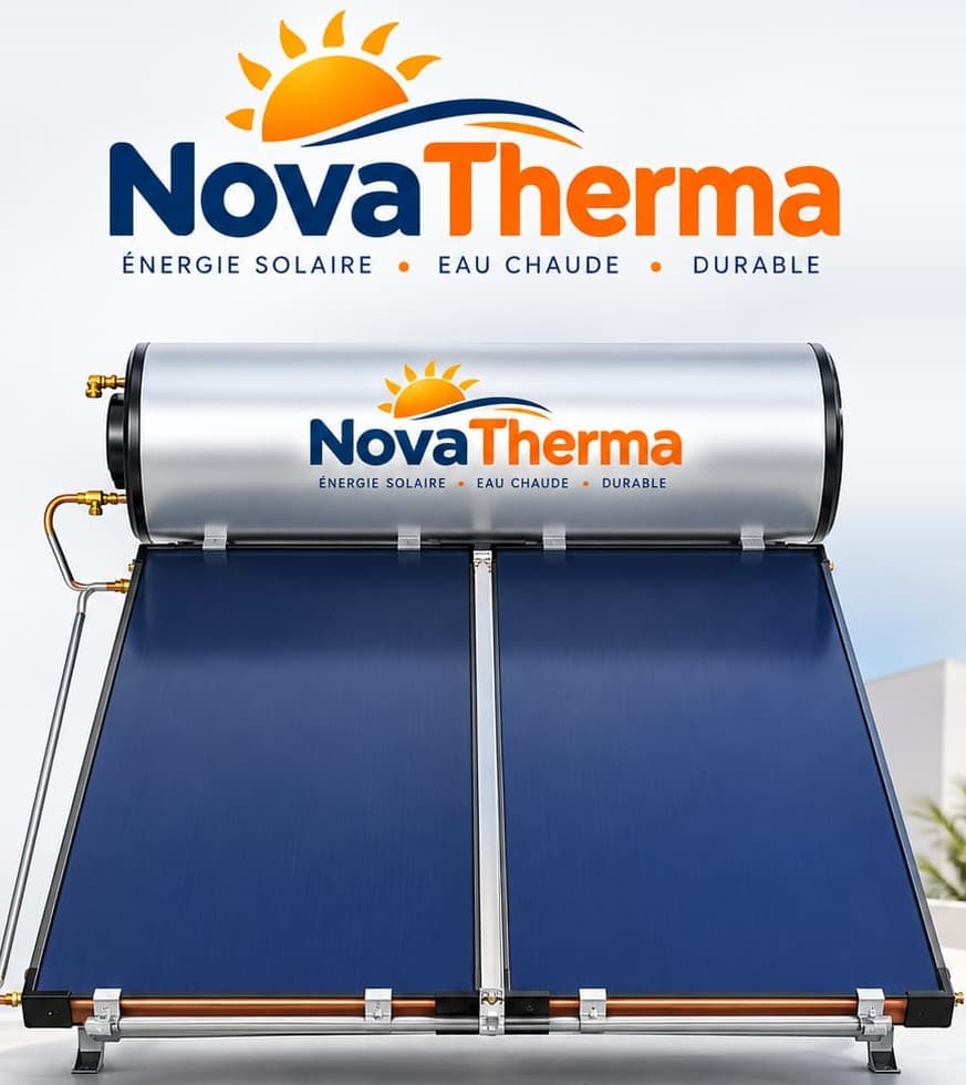 Chauffe-eau solaire NovaTherma avec le logo de la marque